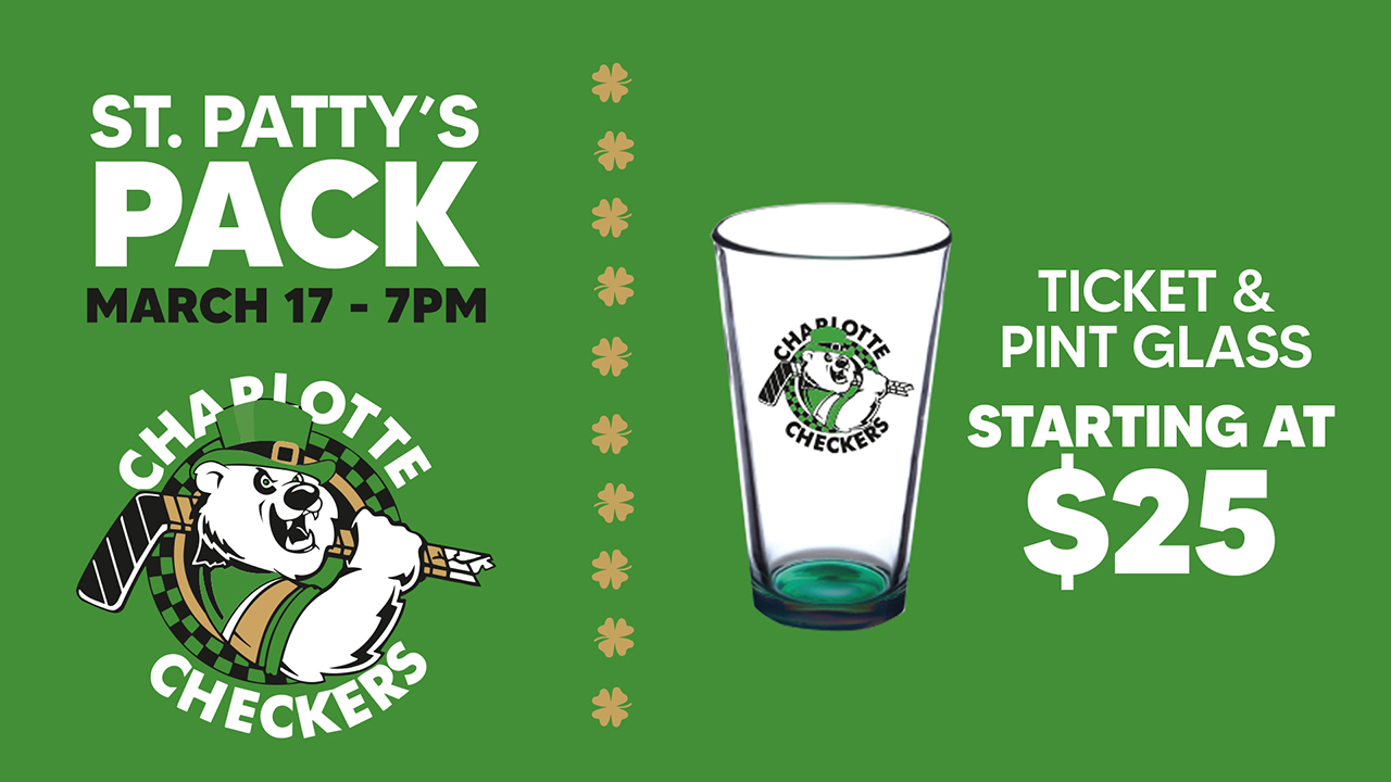 Charlotte Checkers St. Patrick's Day Pint Glass