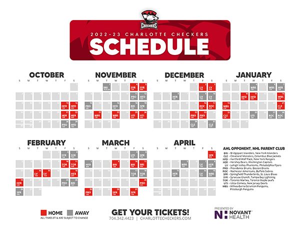 Charlotte Checkers 2022-23 Schedule