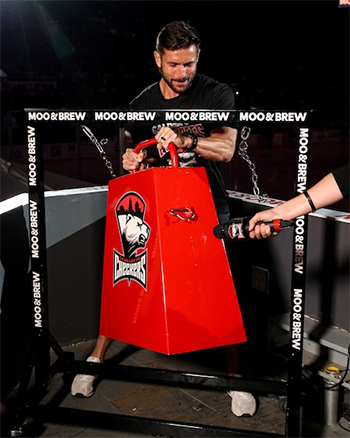 Charlotte Checkers cowbell ringer